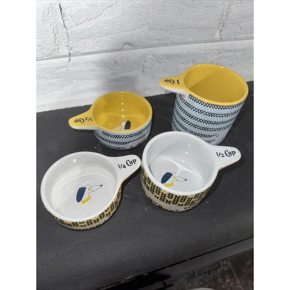 Kitsch N Glam Dachshund Stacking Measuring Cups Blue and Yellow Wiener Dog 4 Pcs